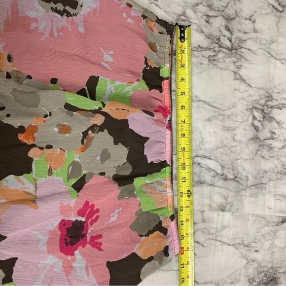 Croft & Borrow Floral Print Brown Pink Skirt Knee Length Size 16 - Picture 6 of 6